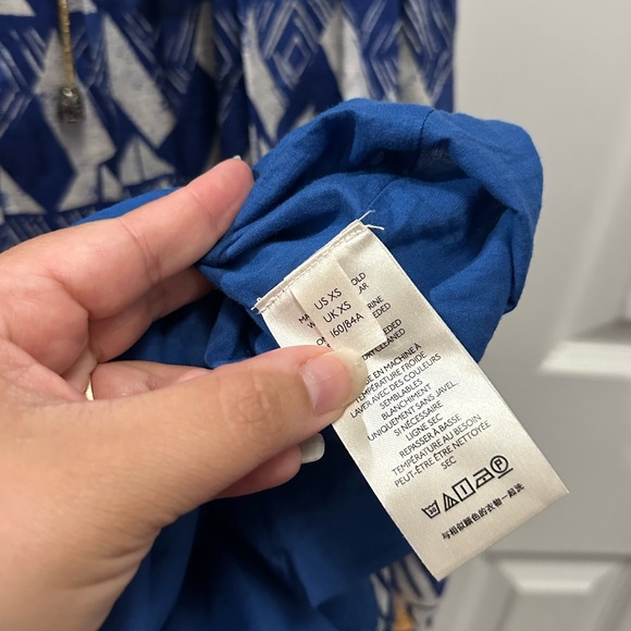 Anthropologie blue abstract tiered maxi dress size XS/S - Picture 10 of 12